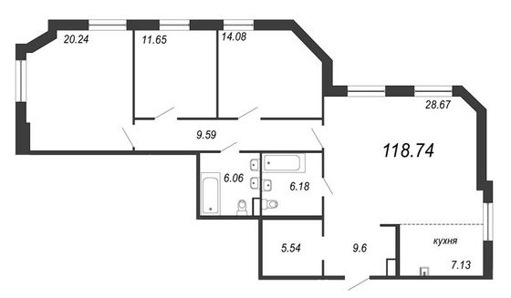 Продажа 4-комнатной квартиры 118,7 м², 3/12 этаж