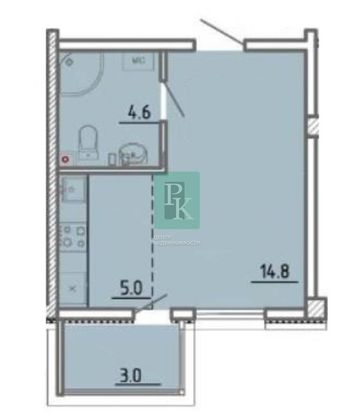 Продажа 1-комнатной квартиры 27,4 м², 1/9 этаж