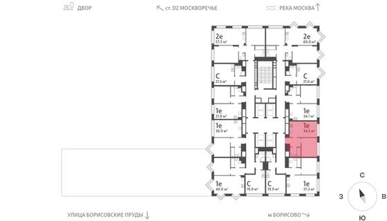 Продажа 1-комнатной квартиры 34,5 м², 23/30 этаж