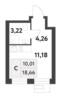 Продажа квартиры-студии 18,7 м², 5/16 этаж