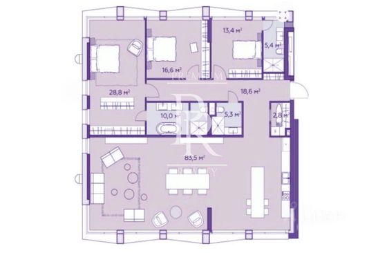 Продажа 4-комнатной квартиры 185 м², 2/6 этаж