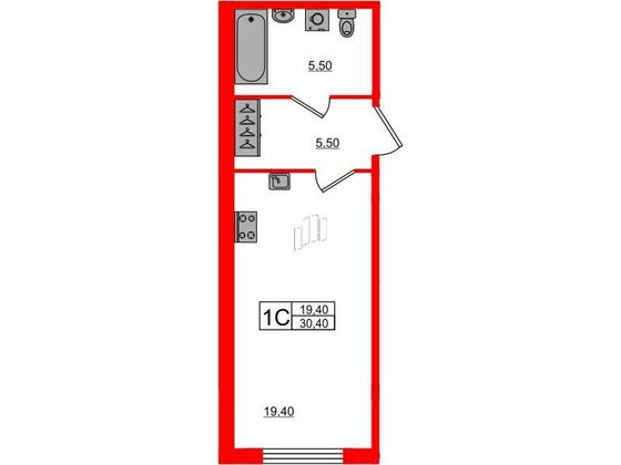 Продажа квартиры-студии 30,4 м², 2/10 этаж