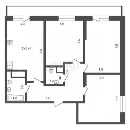 Продажа 3-комнатной квартиры 79,4 м², 11/20 этаж