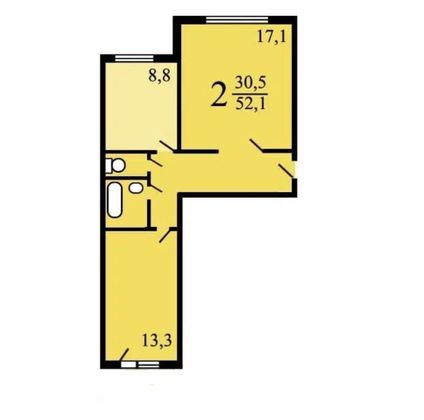 Продажа 2-комнатной квартиры 52 м², 2/12 этаж
