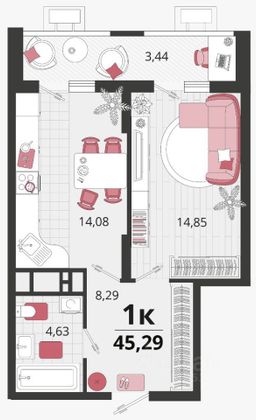 Продажа 1-комнатной квартиры 48 м², 5/24 этаж
