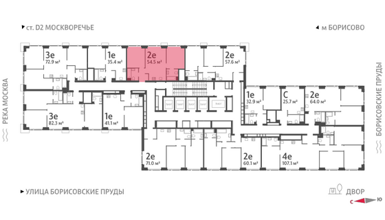 Продажа 2-комнатной квартиры 54,5 м², 33/52 этаж