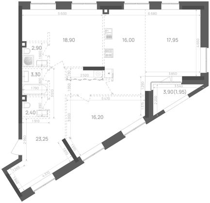 102,8 м², 2-комн. квартира, 4/15 этаж