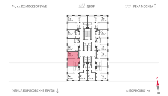 Продажа 1-комнатной квартиры 36,1 м², 4/30 этаж