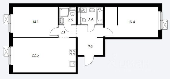 Продажа 3-комнатной квартиры 70 м², 2/16 этаж