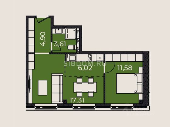 Продажа 2-комнатной квартиры 43,4 м², 3/4 этаж