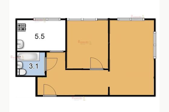 Продажа 2-комнатной квартиры 41 м², 1/4 этаж