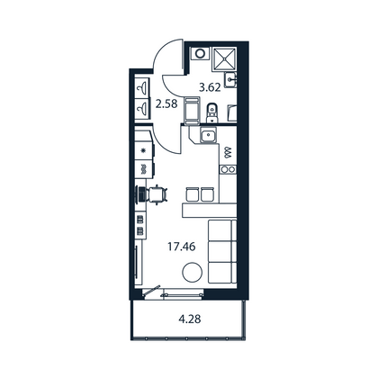 Продажа квартиры-студии 24,9 м², 12/12 этаж