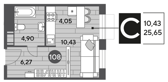 Продажа квартиры-студии 25,6 м², 2/15 этаж