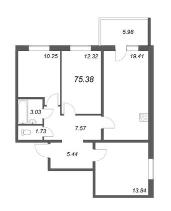 Продажа 4-комнатной квартиры 75,4 м², 1/5 этаж