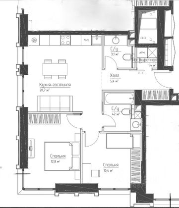 Продажа 2-комнатной квартиры 58 м², 8/48 этаж