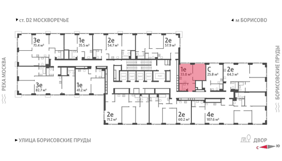 Продажа 1-комнатной квартиры 33 м², 38/52 этаж