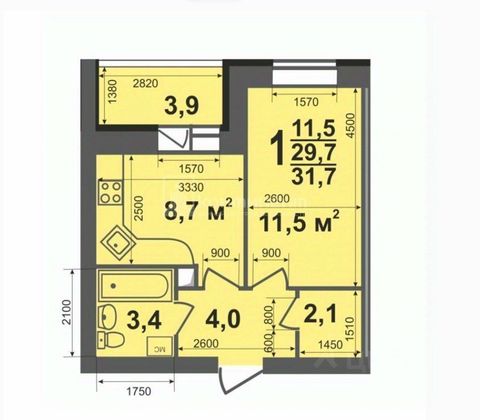 Продажа 1-комнатной квартиры 31,7 м², 4/10 этаж