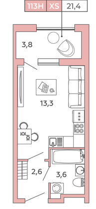 Продажа квартиры-студии 23,3 м², 3/12 этаж