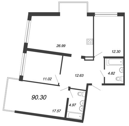 Продажа 4-комнатной квартиры 90,3 м², 2/4 этаж