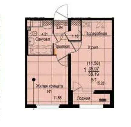 Продажа 1-комнатной квартиры 35 м², 8/12 этаж