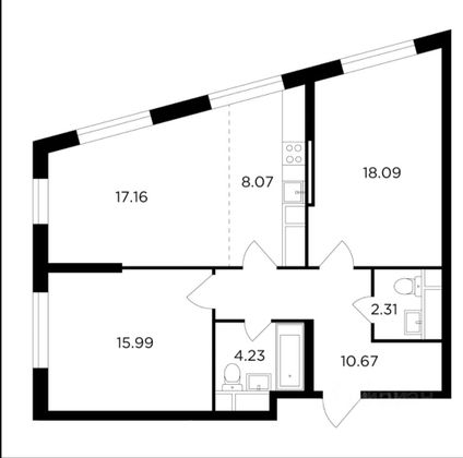 Продажа 3-комнатной квартиры 77 м², 6/31 этаж