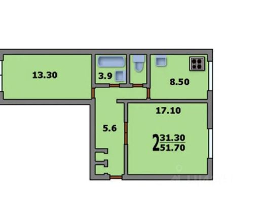 Продажа 2-комнатной квартиры 52 м², 1/14 этаж