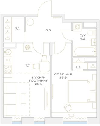 Продажа 2-комнатной квартиры 51,1 м², 9/23 этаж