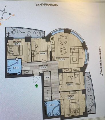 Продажа 4-комнатной квартиры 124 м², 24/38 этаж