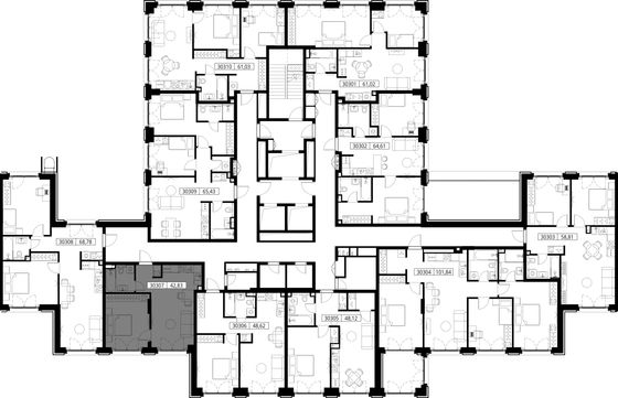 Продажа 1-комнатной квартиры 42,8 м², 3/15 этаж