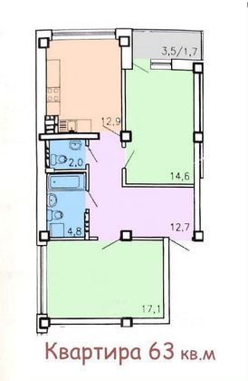 Продажа 2-комнатной квартиры 62 м², 16/25 этаж