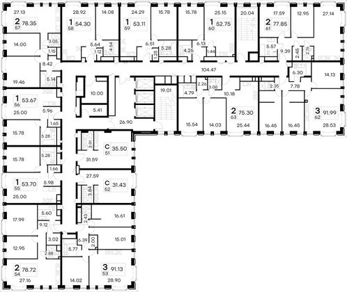 Продажа 2-комнатной квартиры 75,3 м², 6/21 этаж