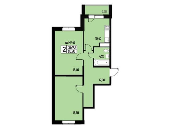 Продажа 2-комнатной квартиры 63,6 м², 3/3 этаж