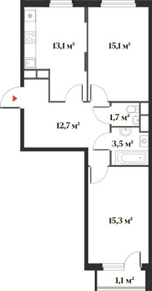 62,5 м², 2-комн. квартира, 4/6 этаж