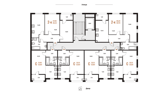 Продажа 2-комнатной квартиры 59,4 м², 2 этаж