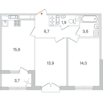 Продажа 2-комнатной квартиры 57,5 м², 4/4 этаж