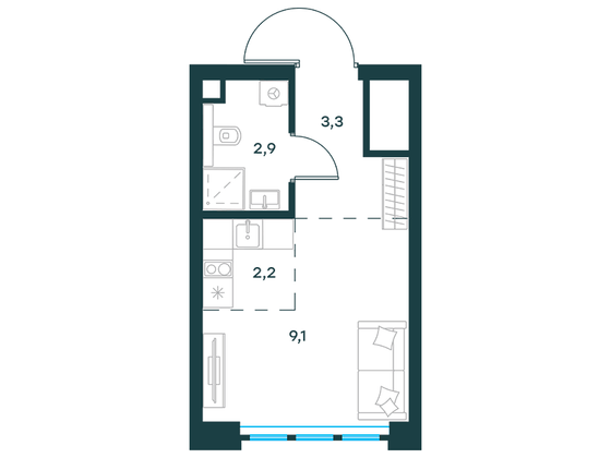 Продажа 1-комнатной квартиры 17,5 м², 14/29 этаж
