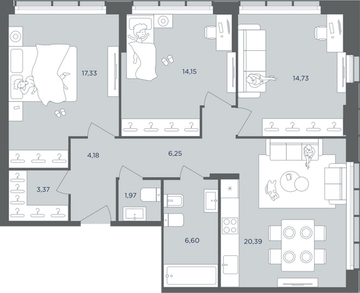 Продажа 4-комнатной квартиры 89 м², 31/41 этаж