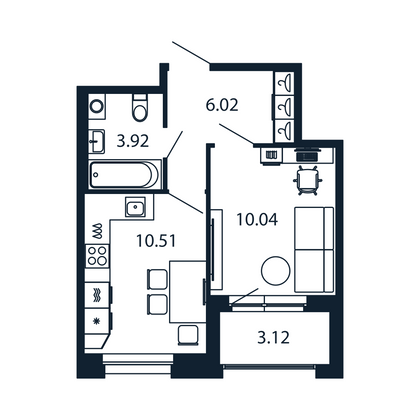 Продажа 1-комнатной квартиры 32 м², 3/12 этаж