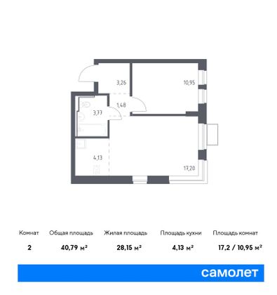 40,8 м², 1-комн. квартира, 9/12 этаж