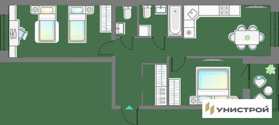 63,1 м², 2-комн. квартира, 4/10 этаж