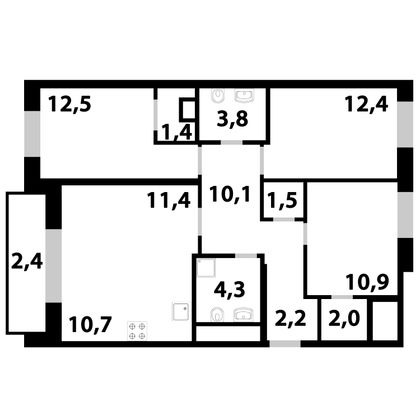Продажа 4-комнатной квартиры 85,6 м², 23/25 этаж