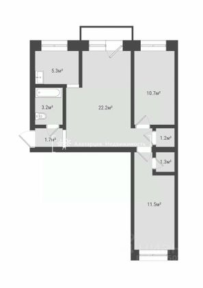 Продажа 3-комнатной квартиры 57,1 м², 3/5 этаж