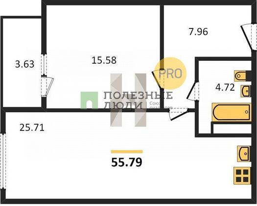 Продажа 1-комнатной квартиры 54,3 м², 15/20 этаж