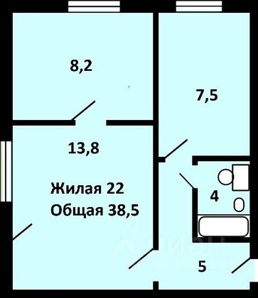 Продажа 2-комнатной квартиры 37,4 м², 1/9 этаж