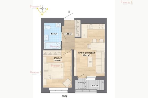 Продажа 1-комнатной квартиры 42 м², 6/8 этаж