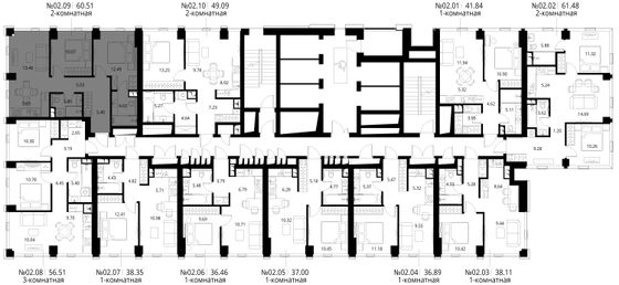 Продажа 2-комнатной квартиры 60,5 м², 2/48 этаж