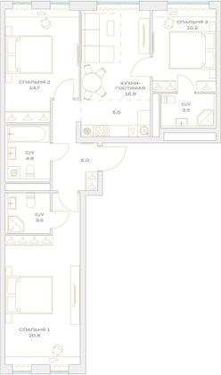 Продажа 4-комнатной квартиры 80,2 м², 5/23 этаж