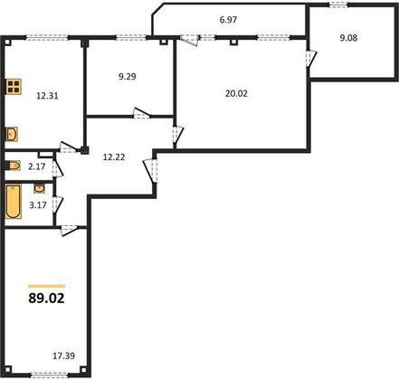 Продажа 3-комнатной квартиры 89 м², 3/9 этаж