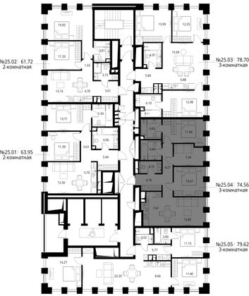 Продажа 3-комнатной квартиры 74,6 м², 25/27 этаж