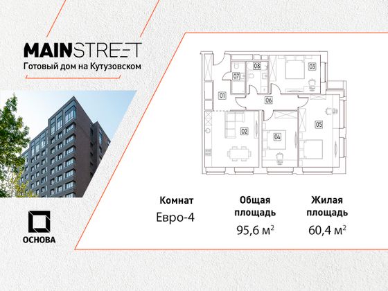 95,6 м², 4-комн. квартира, 21/29 этаж